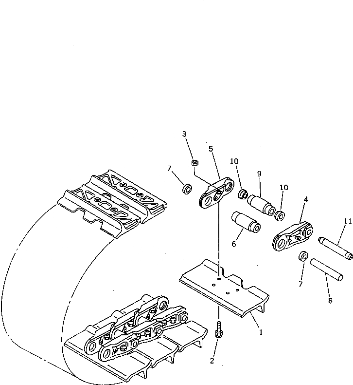 Схема запчастей Komatsu D65A-11 - ГУСЕНИЦЫ (СО СЦЕПНЫМ ПАЛЬЦЕМ) (ON ROCK-BED)(№-8) ГУСЕНИЦЫ