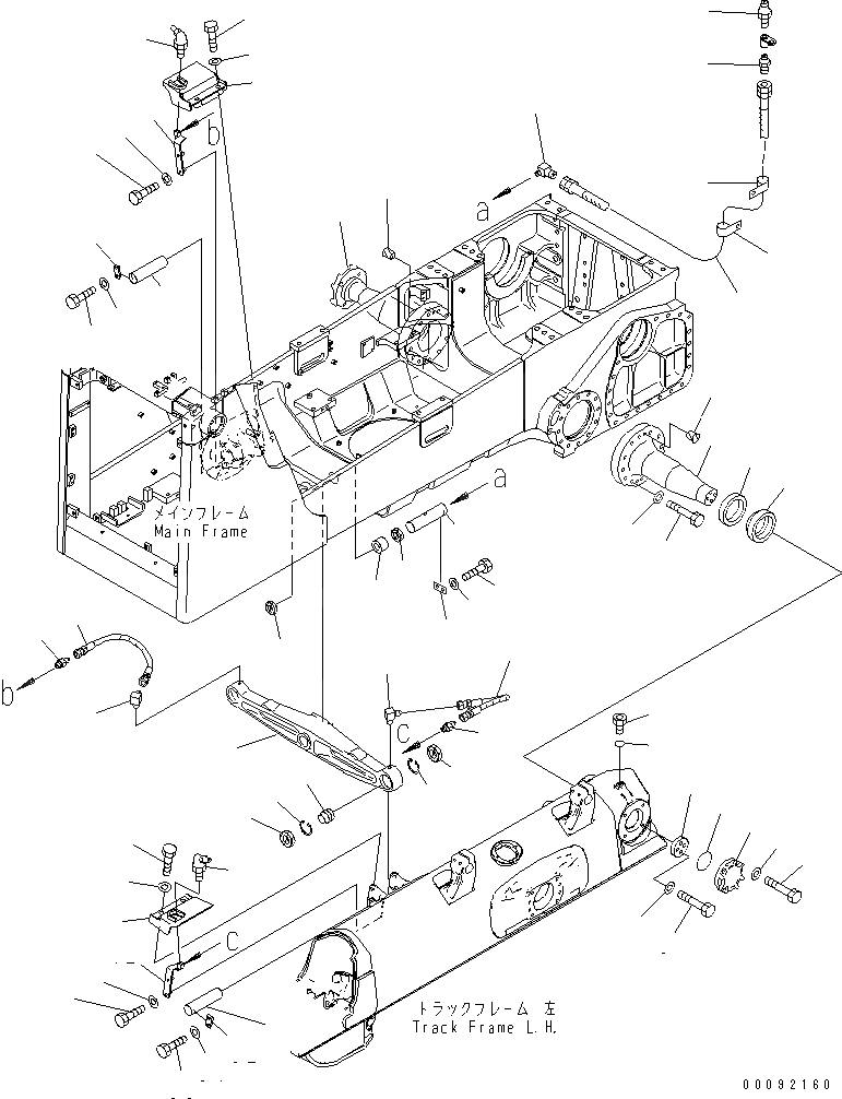 Схема запчастей Komatsu D65E-12 - БАЛКА БАЛАНСИРА И ПОВОРОТН. ШКВОРЕНЬ(№7-) ОСНОВН. РАМА И КОМПОНЕНТЫ