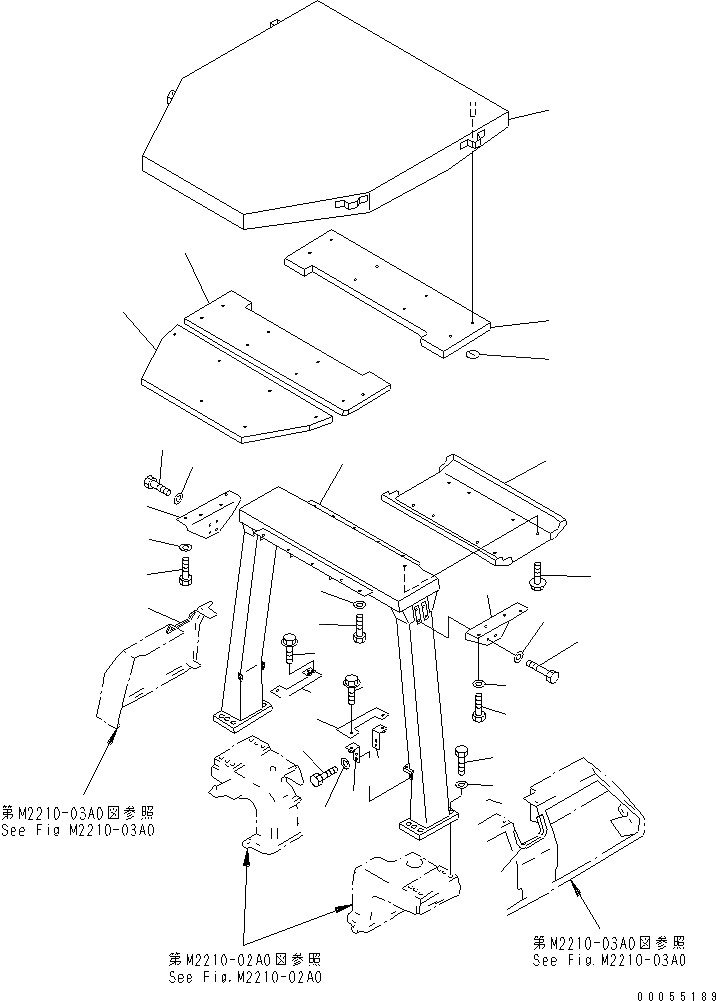 Схема запчастей Komatsu D65E-12 - ROPS (БЕЗ КАБИНЫ) (ЗАЩИТА ОТ ВАНДАЛИЗМА) КАБИНА ОПЕРАТОРА И СИСТЕМА УПРАВЛЕНИЯ