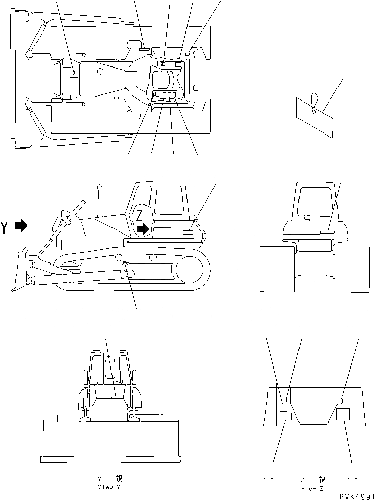 Схема запчастей Komatsu D65E-12-E - МАРКИРОВКА (ЯПОН.) (DE)(№9-9) МАРКИРОВКА