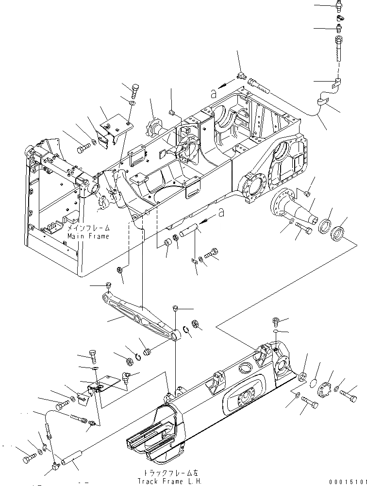 Схема запчастей Komatsu D65E-12 - БАЛКА БАЛАНСИРА И ПОВОРОТН. ШКВОРЕНЬ(№-7) ОСНОВН. РАМА И КОМПОНЕНТЫ