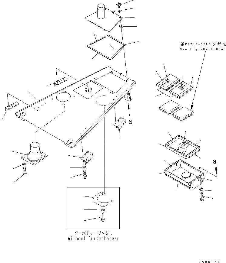 Схема запчастей Komatsu D65E-12 - КАПОТ (С КАБИНОЙ) (ДЛЯ СНГ)(№-) ЧАСТИ КОРПУСА