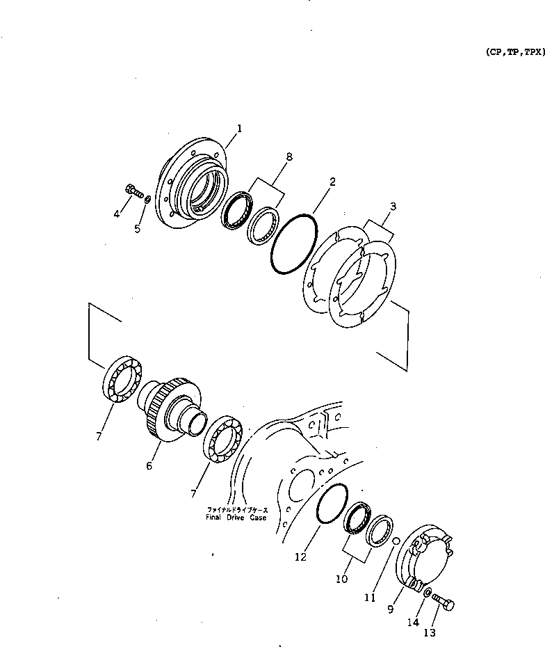 Схема запчастей Komatsu D65E-12 - КОНЕЧНАЯ ПЕРЕДАЧА (ШЕСТЕРНЯ) СИЛОВАЯ ПЕРЕДАЧА И КОНЕЧНАЯ ПЕРЕДАЧА