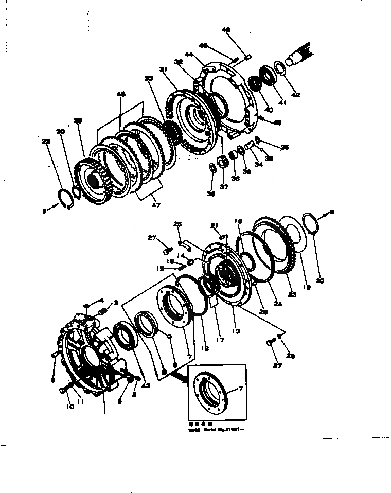 Схема запчастей Komatsu D65E-6 - 1 МУФТА(№-) ГИДРОТРАНСФОРМАТОР И ТРАНСМИССИЯ