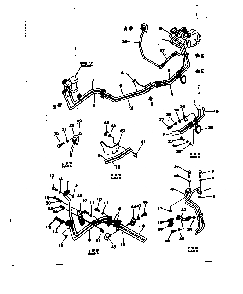 Схема запчастей Komatsu D65E-6 - ЛИНИИ МАСЛООХЛАДИТЕЛЯ СИСТЕМАУПРАВЛЕНИЯ ПОВОРОТОМ И КОНЕЧНАЯ ПЕРЕДАЧА