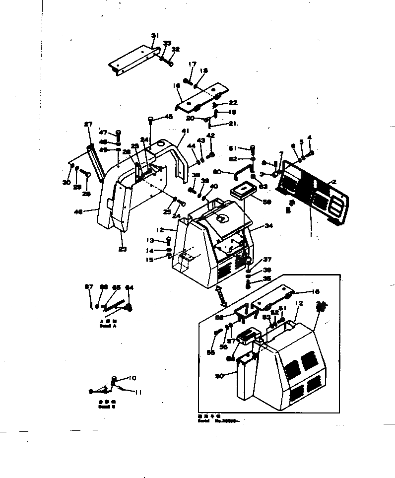 Схема запчастей Komatsu D65E-6 - ЗАДН. РАМА И COVER ЧАСТИ КОРПУСА