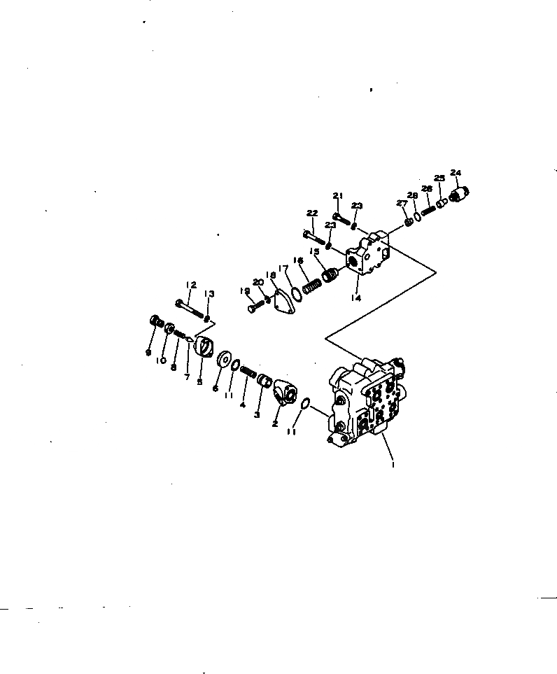 Схема запчастей Komatsu D65E-6 - ГИДРАВЛ УПРАВЛЯЮЩ. КЛАПАН (ДЛЯ ПРЯМОГО ОТВАЛА) (/) УПРАВЛ-Е РАБОЧИМ ОБОРУДОВАНИЕМ