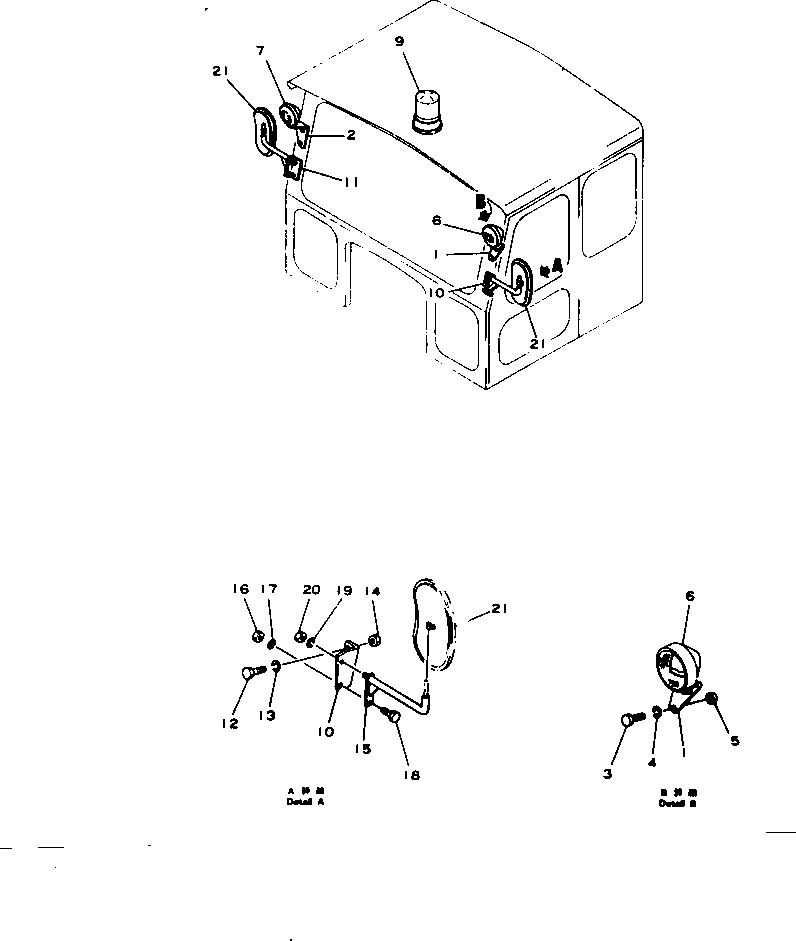 Схема запчастей Komatsu D65E-6 - FLOOD ОСВЕЩЕНИЕ И ЗАДН. VIEW MIRROR(№8-) ОПЦИОННЫЕ КОМПОНЕНТЫ