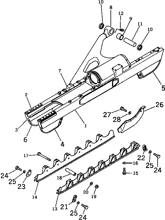 Схема запчастей Komatsu D65E-8 - ГУСЕНИЧНАЯ РАМА ГУСЕНИЦЫ