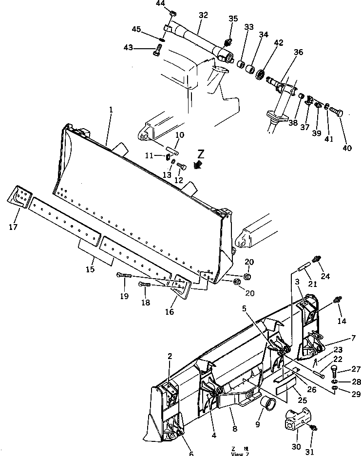 Схема запчастей Komatsu D65E-8 - ПРЯМ. ОТВАЛ ОТВАЛ (D.E-8) (DE-8B) РАБОЧЕЕ ОБОРУДОВАНИЕ