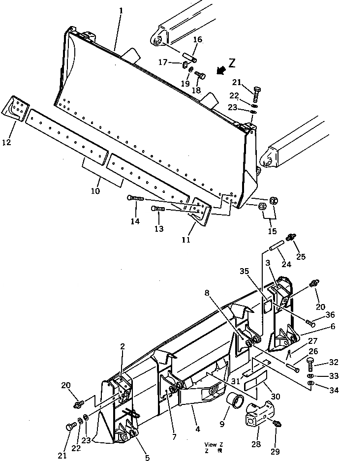 Схема запчастей Komatsu D65E-8 - ПРЯМОЙ ОТВАЛ РАБОЧЕЕ ОБОРУДОВАНИЕ