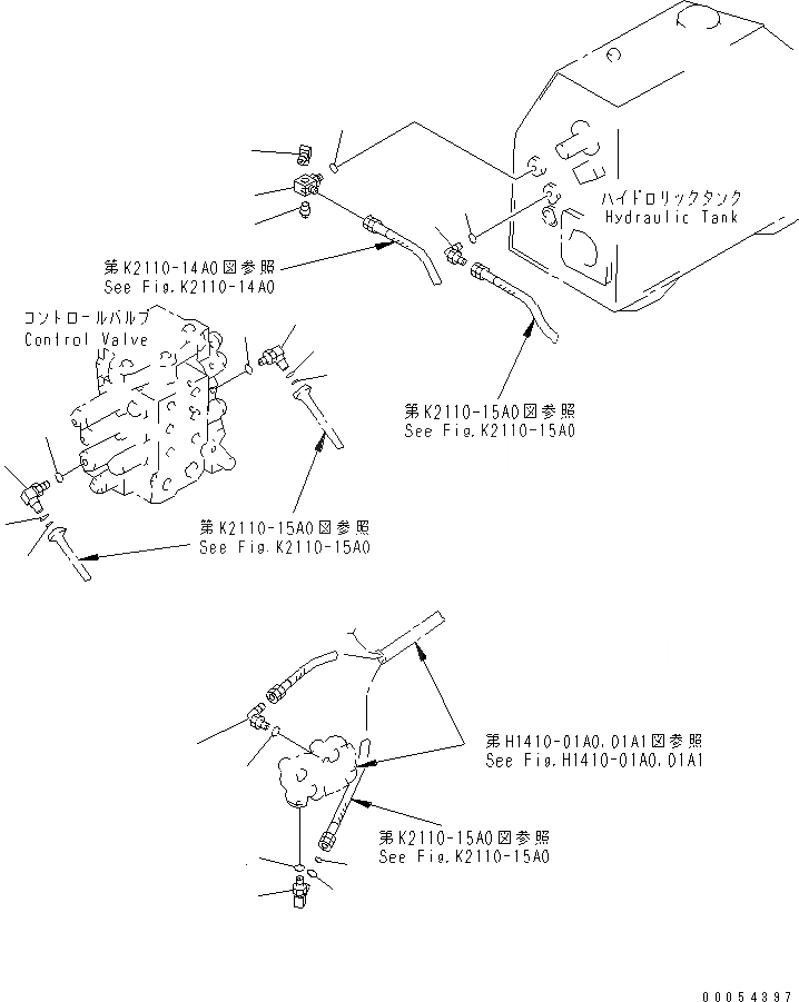 Схема запчастей Komatsu D65EX-12 - РУЛЕВ. УПРАВЛЕНИЕ ЛИНИЯ (P.P.C. ПАТРУБОК) (ДЛЯ H.S.S) ГИДРАВЛИКА