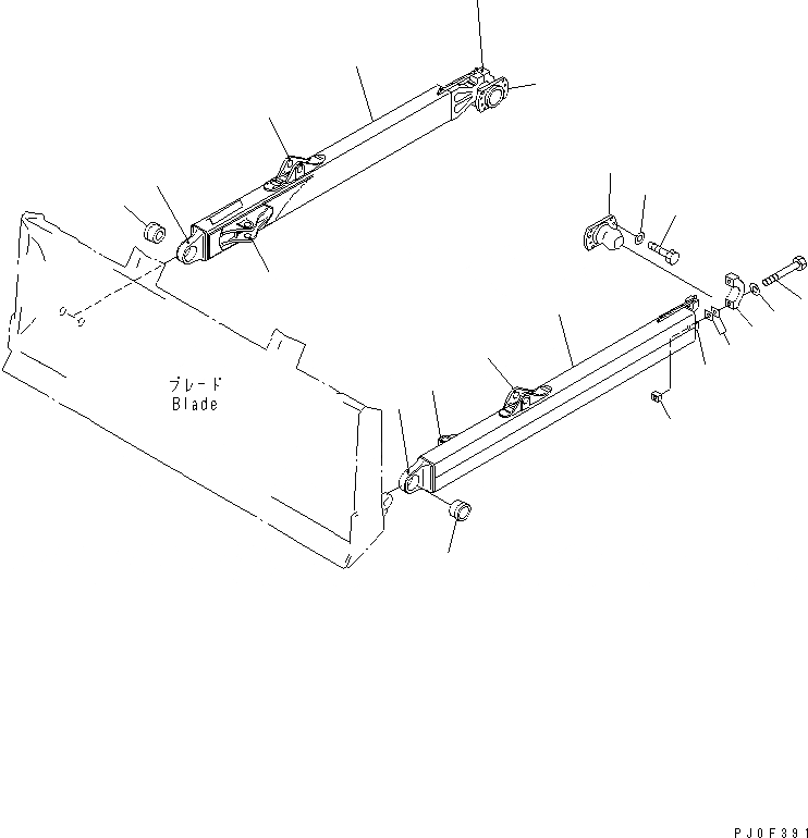 Схема запчастей Komatsu D65EX-12 - ПРЯМ. РАМА (ШИР. GAUGE СПЕЦ-Я.)(№9-) РАБОЧЕЕ ОБОРУДОВАНИЕ