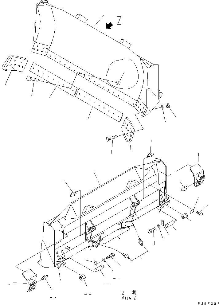 Схема запчастей Komatsu D65EX-12 - ПРЯМОЙ ОТВАЛ (ПОЛУ-U) (ШИР. GAUGE СПЕЦ-Я.)(№9-) РАБОЧЕЕ ОБОРУДОВАНИЕ