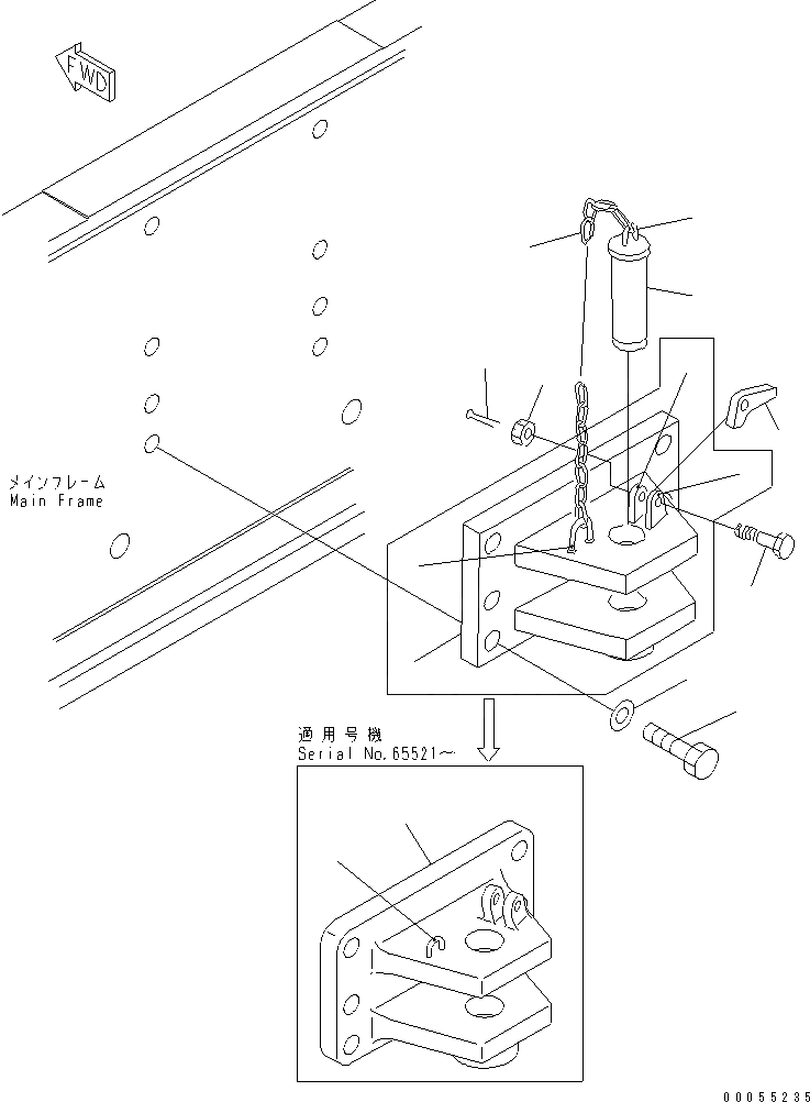 Схема запчастей Komatsu D65EX-12 - СЦЕПНОЕ УСТРОЙСТВО (С ПРОТИВОВЕС)(№8-) РАБОЧЕЕ ОБОРУДОВАНИЕ
