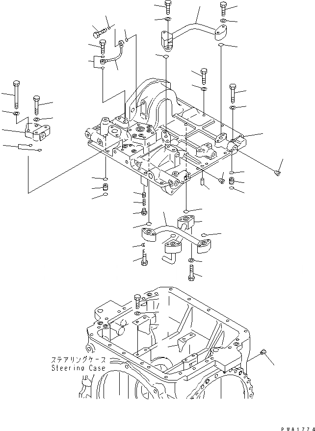 Схема запчастей Komatsu D65EX-12H - H.S.S. (КРЫШКАAND ТРУБЫ) СИЛОВАЯ ПЕРЕДАЧА И КОНЕЧНАЯ ПЕРЕДАЧА