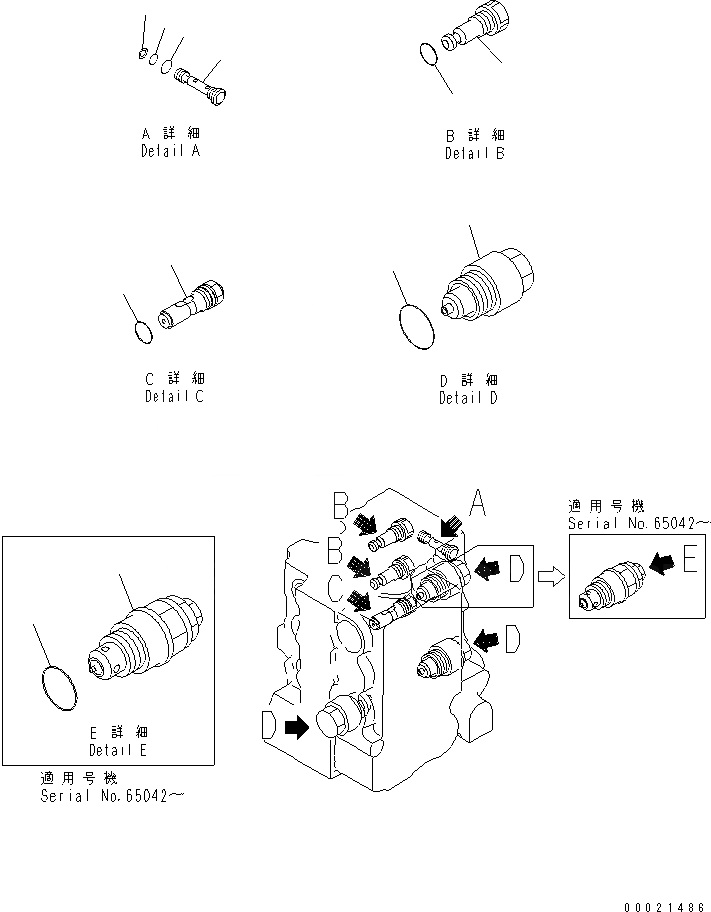 Схема запчастей Komatsu D65EX-12-E - УПРАВЛЯЮЩ. КЛАПАН (4-Х СЕКЦИОНН.) (/7) (ДЛЯ TОБОД КОЛЕСАMING DOZER) ОСНОВН. КОМПОНЕНТЫ И РЕМКОМПЛЕКТЫ