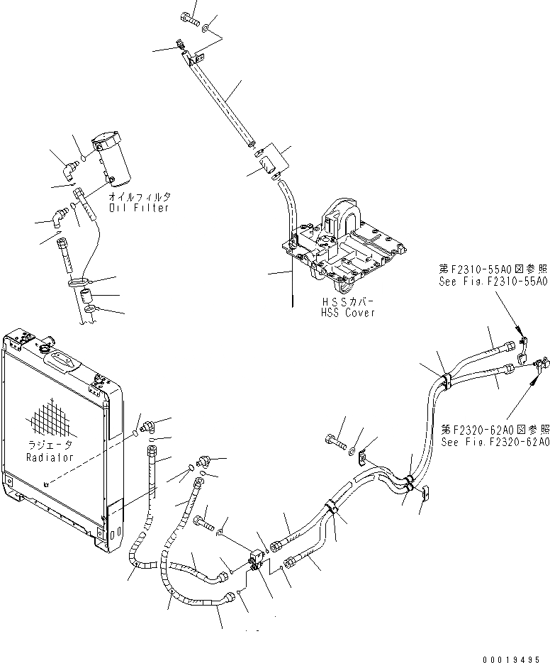Схема запчастей Komatsu D65EX-15 - СИЛОВАЯ ЛИНИЯ (ОХЛАДИТЕЛЬ МАСЛ. ЛИНИЯ) (ДЛЯ TОБОД КОЛЕСАMING DOZER) СИЛОВАЯ ПЕРЕДАЧА И КОНЕЧНАЯ ПЕРЕДАЧА