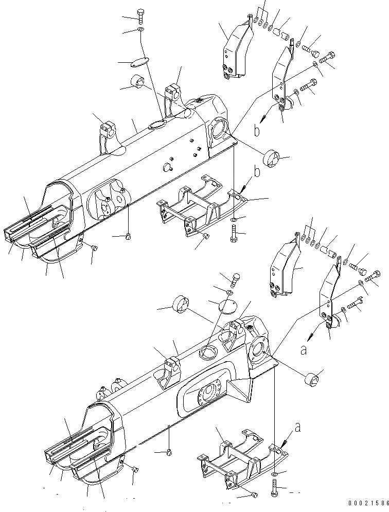 Схема запчастей Komatsu D65EX-15 - ГУСЕНИЧНАЯ РАМА (ДЛЯ TОБОД КОЛЕСАMING DOZER) ХОДОВАЯ