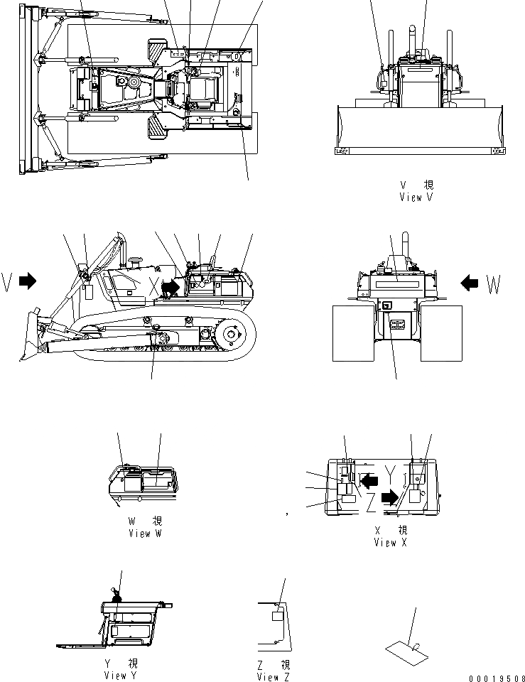 Схема запчастей Komatsu D65EX-15 - МАРКИРОВКА (ЯПОН.) (ДЛЯ TОБОД КОЛЕСАMING DOZER) МАРКИРОВКА