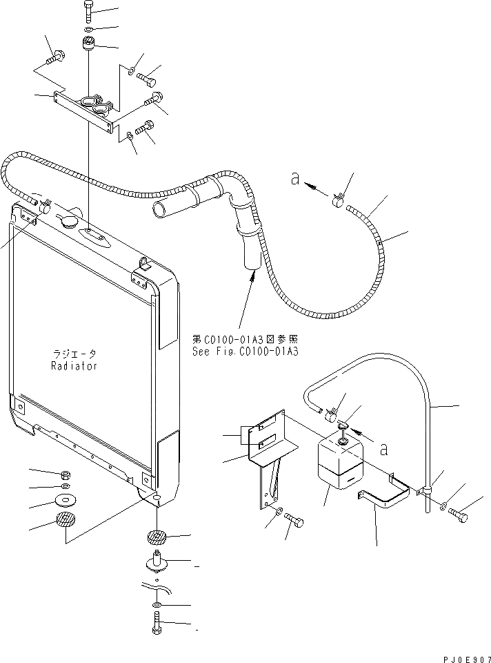 Схема запчастей Komatsu D65EX-12U - ОХЛАЖД-Е (КРЕПЛЕНИЕ И РЕЗЕРВН. БАК) (ДЛЯ ЕС) СИСТЕМА ОХЛАЖДЕНИЯ