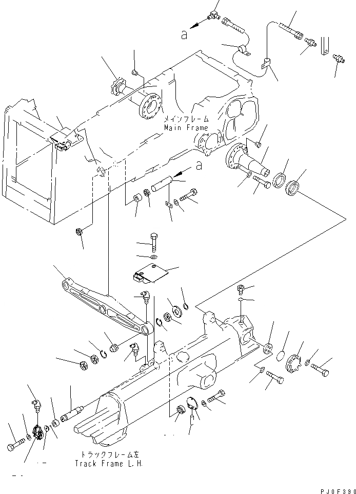 Схема запчастей Komatsu D65EX-12U - БАЛКА БАЛАНСИРА И ПОВОРОТН. ШКВОРЕНЬ (ШИР. GAUGE СПЕЦ-Я.)(№9-) ОСНОВН. РАМА И КОМПОНЕНТЫ