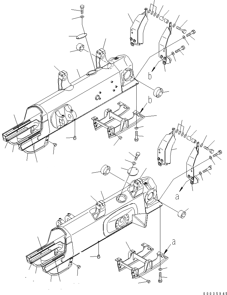 Схема запчастей Komatsu D65EX-15 - ГУСЕНИЧНАЯ РАМА (ДЛЯ TОБОД КОЛЕСАMING DOZER)(№7-78) ХОДОВАЯ