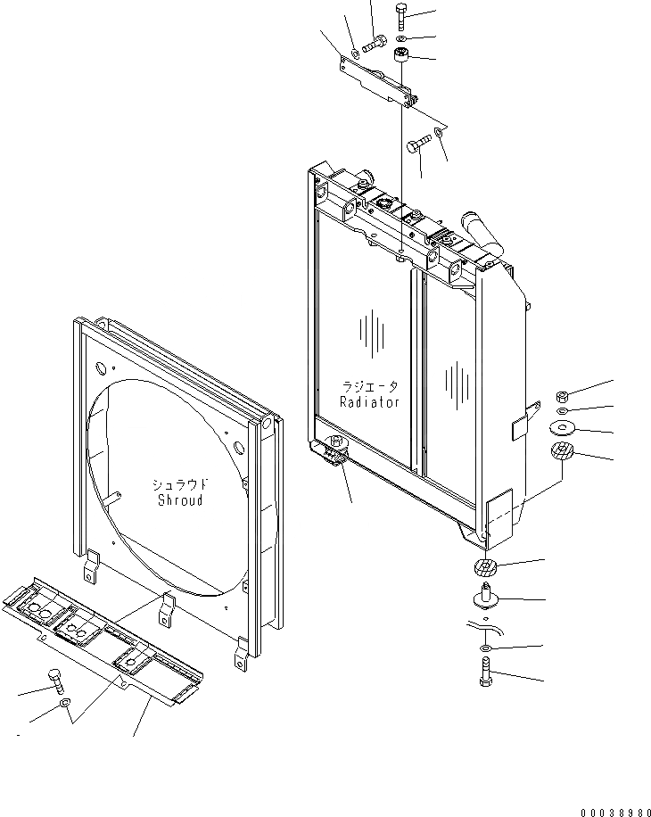 Схема запчастей Komatsu D65EX-15E0 - ОХЛАЖД-Е (ЧАСТИ КОРПУСА) СИСТЕМА ОХЛАЖДЕНИЯ