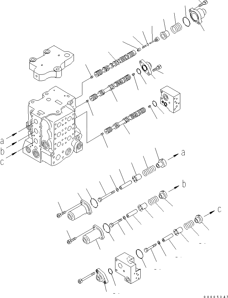 Схема запчастей Komatsu D65EX-15E0 - УПРАВЛЯЮЩ. КЛАПАН (3-Х СЕКЦИОНН.) (/7) ОСНОВН. КОМПОНЕНТЫ И РЕМКОМПЛЕКТЫ