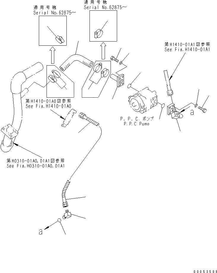Схема запчастей Komatsu D65P-12 - ГИДР. НАСОС. ЛИНИЯ (P.P.C. ВСАСЫВ. И ПОДАЮЩ.) ГИДРАВЛИКА
