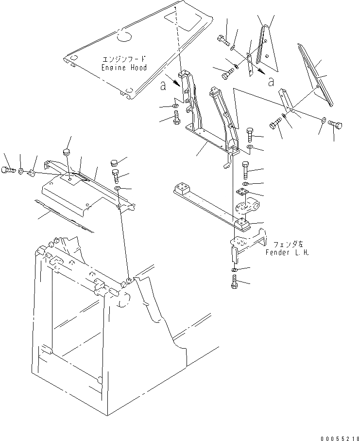 Схема запчастей Komatsu D65P-12 - ЗАДН. СУППОРТ И РАДИАТОР КРЫШКА(С КАБИНОЙ) (С ROPS SWEEP)(№88-) ЧАСТИ КОРПУСА