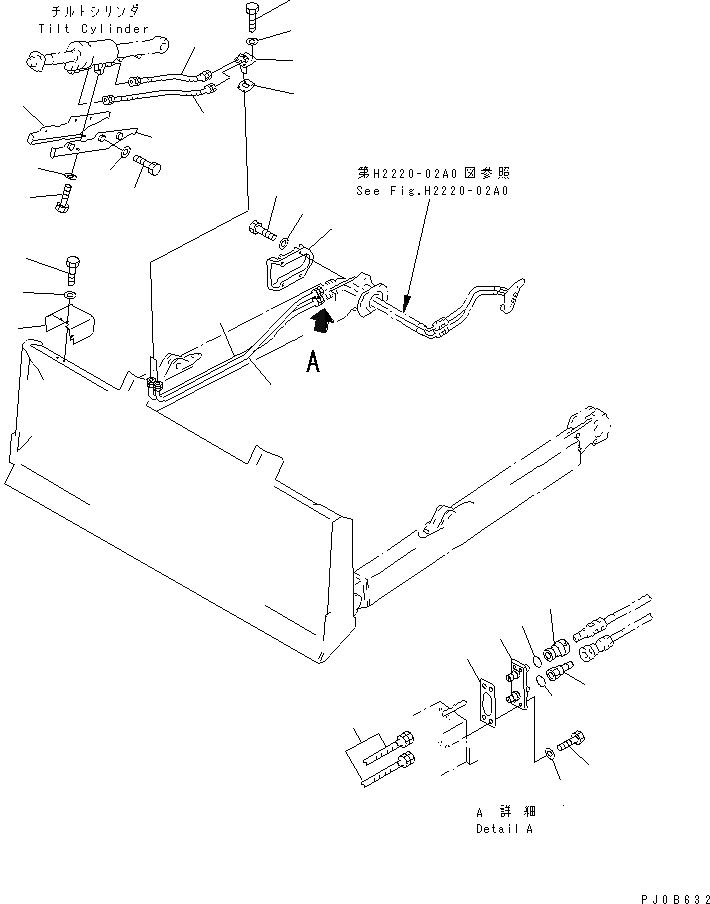 Схема запчастей Komatsu D65P-12 - ЛИНИЯ ОТВАЛА С ПЕРЕКОСОМ(№-) РАБОЧЕЕ ОБОРУДОВАНИЕ