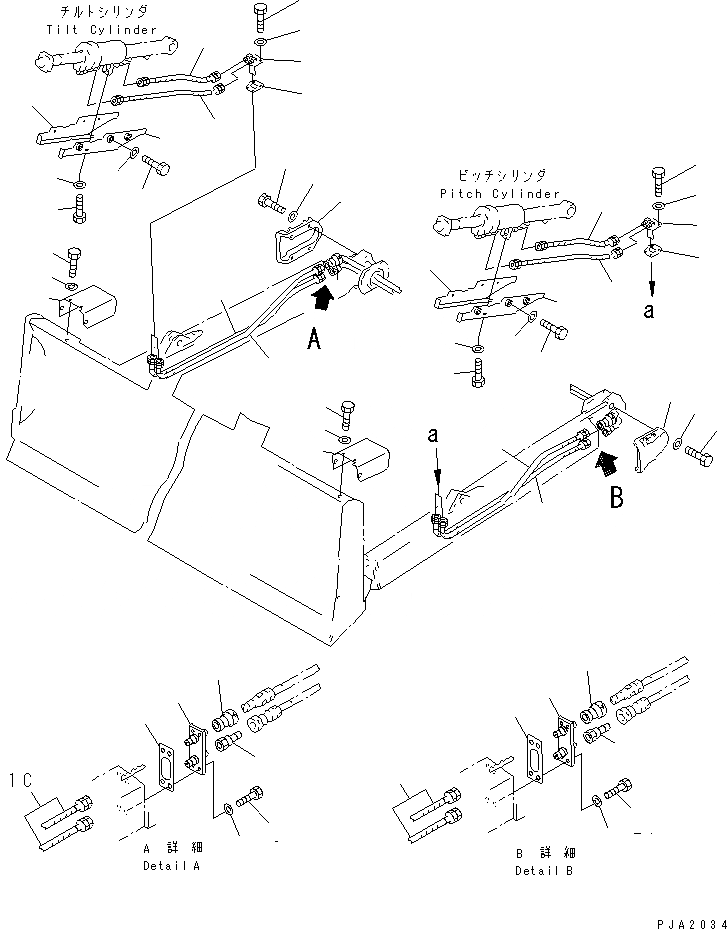Схема запчастей Komatsu D65P-12 - ЛИНИЯ ОТВАЛА С ПЕРЕКОСОМ (С PITCH ЛИНИЯ)(№88-) РАБОЧЕЕ ОБОРУДОВАНИЕ