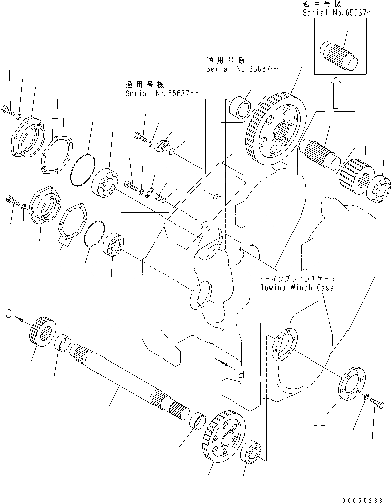 Схема запчастей Komatsu D65P-12 - ТЯГОВ. ЛЕБЕДКА (ПРИВОД ВАЛ¤ ТОРМОЗ.) РАБОЧЕЕ ОБОРУДОВАНИЕ