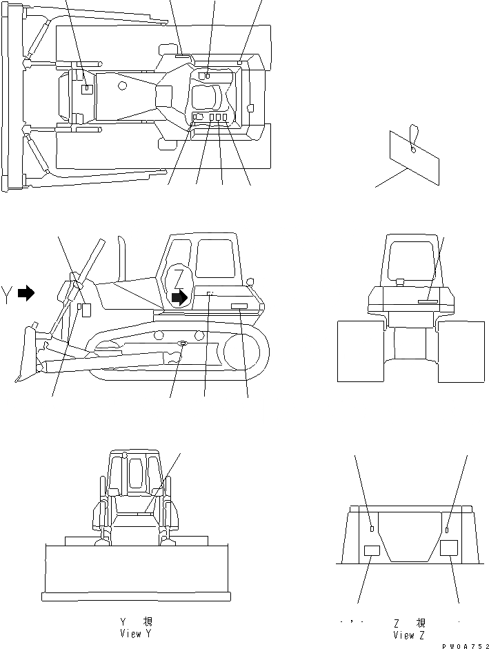 Схема запчастей Komatsu D65P-12 - МАРКИРОВКА (АНГЛ.) (DP)(№77-) МАРКИРОВКА