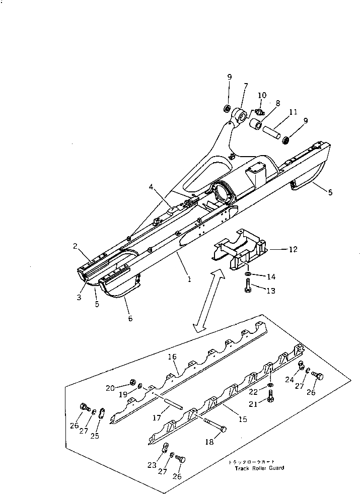 Схема запчастей Komatsu D65P-11D - ГУСЕНИЧНАЯ РАМА ГУСЕНИЦЫ