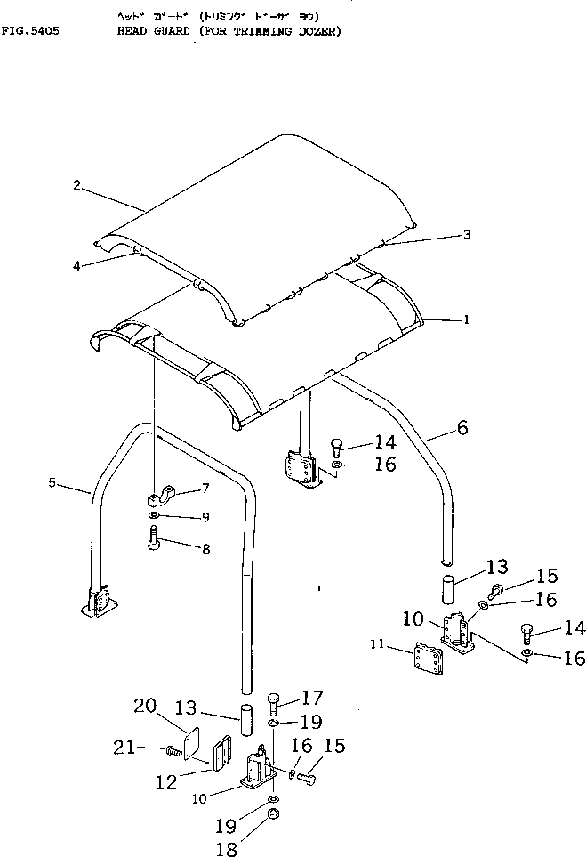 Схема запчастей Komatsu D65P-11 - ВЕРХН. ЗАЩИТА ЧАСТИ КОРПУСА