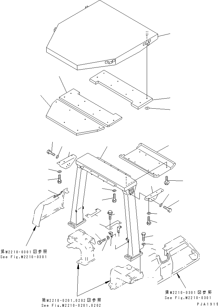 Схема запчастей Komatsu D65P-12 - ROPS (БЕЗ КАБИНЫ) КАБИНА ОПЕРАТОРА И СИСТЕМА УПРАВЛЕНИЯ