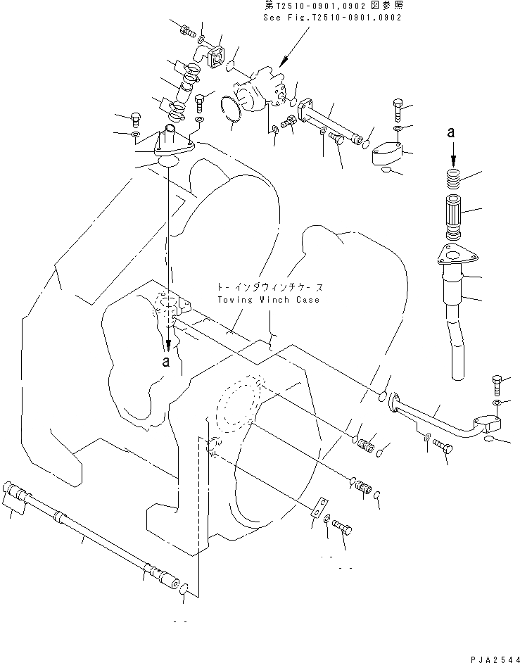 Схема запчастей Komatsu D65P-12 - ТЯГОВ. ЛЕБЕДКА (ТРУБЫ) РАБОЧЕЕ ОБОРУДОВАНИЕ