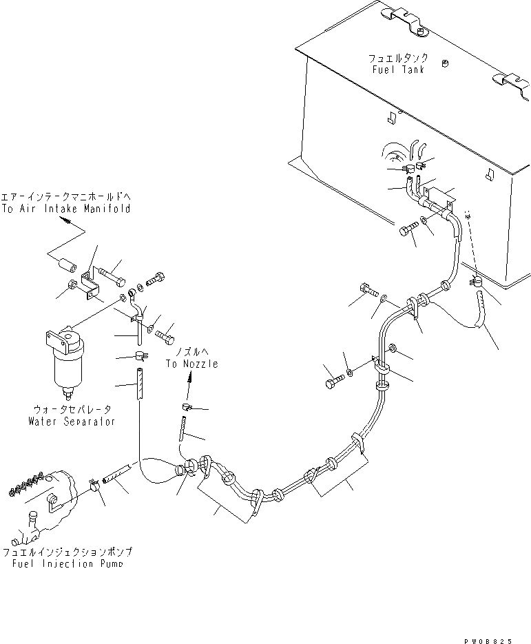 Схема запчастей Komatsu D65P-12-E - ТОПЛИВН. ЛИНИЯ (ДЛЯ ВОДООТДЕЛИТЕЛЬ)(№-) ТОПЛИВН. БАК. AND КОМПОНЕНТЫ