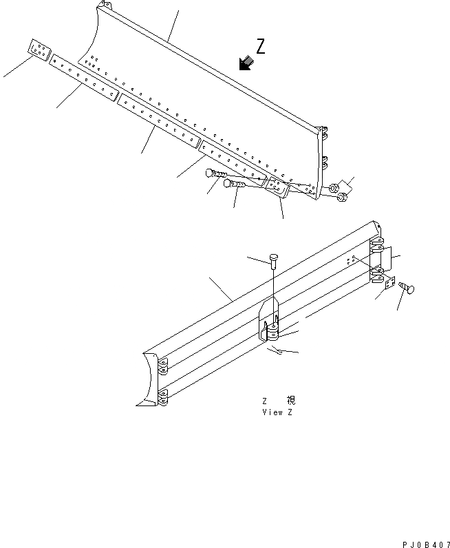 Схема запчастей Komatsu D65P-12-E - ОТВАЛ С ИЗМ. УГЛОМ ПОВОРОТА РАБОЧЕЕ ОБОРУДОВАНИЕ