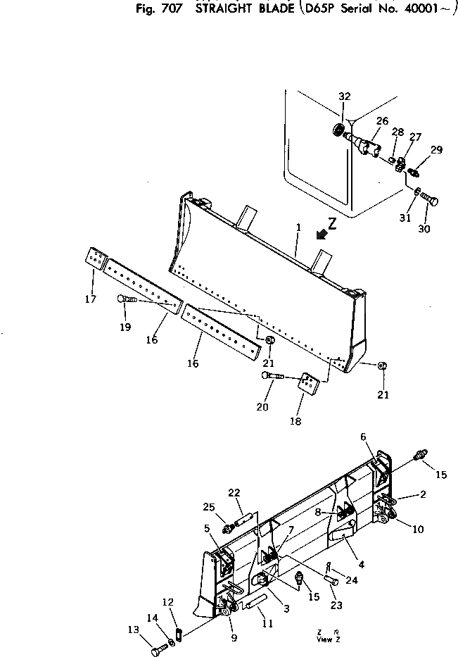Схема запчастей Komatsu D65P-7 - ПРЯМОЙ ОТВАЛ РАБОЧЕЕ ОБОРУДОВАНИЕ