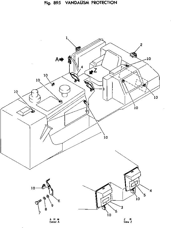 Схема запчастей Komatsu D65P-7 - ЗАЩИТА ОТ ВАНДАЛИЗМА ОПЦИОННЫЕ КОМПОНЕНТЫ