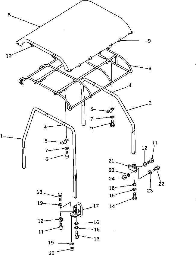 Схема запчастей Komatsu D65P-8 - НАВЕС ЧАСТИ КОРПУСА
