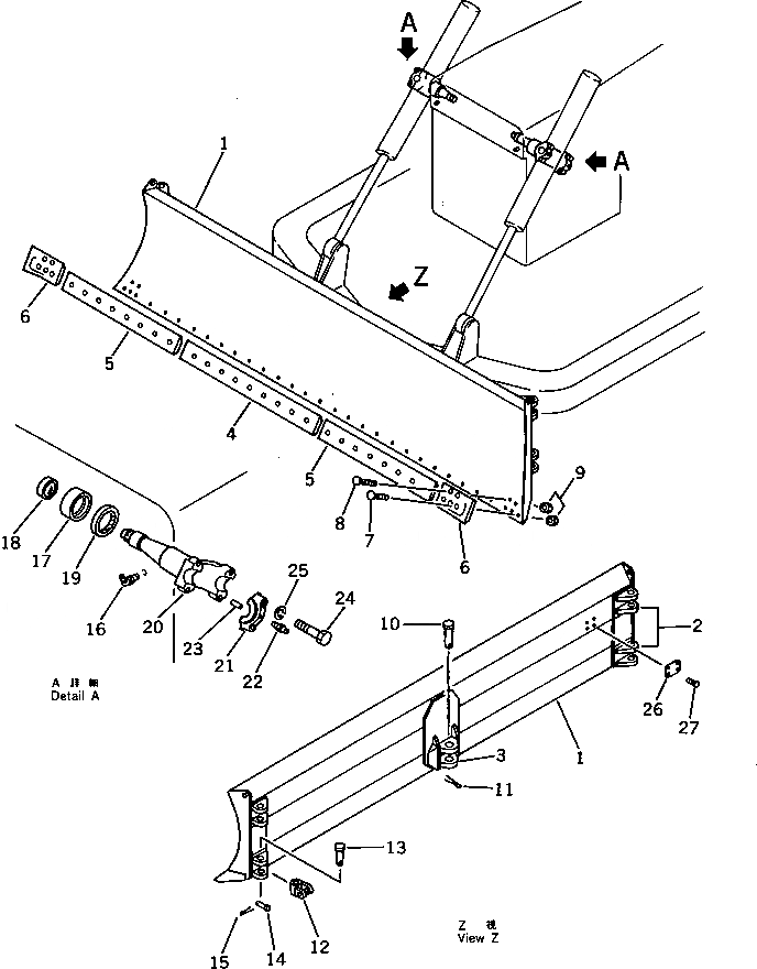 Схема запчастей Komatsu D65P-8 - ОТВАЛ С ИЗМ. УГЛОМ ПОВОРОТА РАБОЧЕЕ ОБОРУДОВАНИЕ