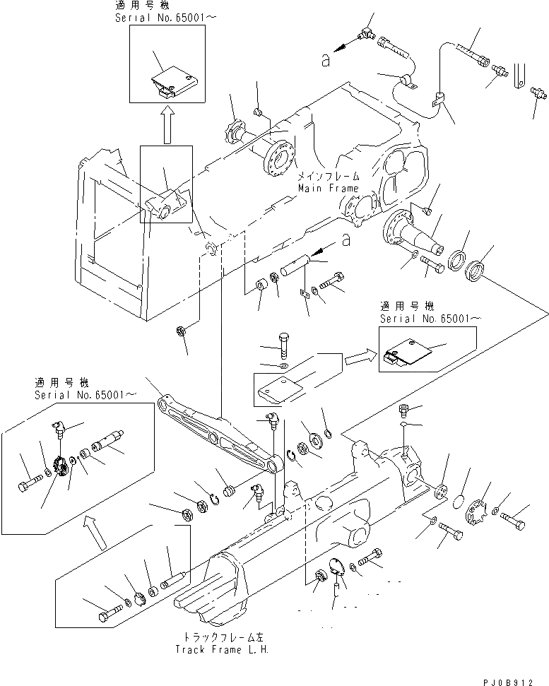 Схема запчастей Komatsu D65PX-12 - БАЛКА БАЛАНСИРА И ПОВОРОТН. ШКВОРЕНЬ(№7-78) ОСНОВН. РАМА И КОМПОНЕНТЫ