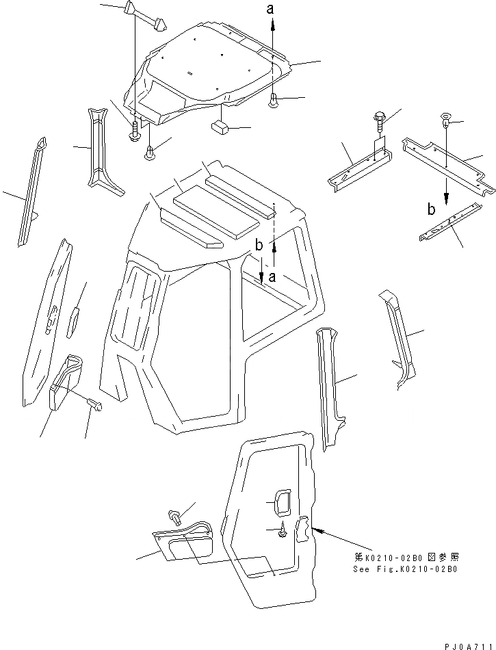 Схема запчастей Komatsu D65PX-12 - КАБИНА (ОБЛИЦОВКА ПОТОЛКА) (СЕВ. АМЕРИКА СПЕЦ-Я.)(№9-) КАБИНА ОПЕРАТОРА И СИСТЕМА УПРАВЛЕНИЯ