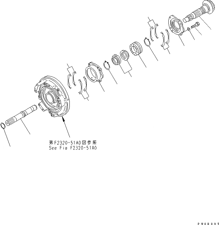 Схема запчастей Komatsu D65PX-12-E - ТРАНСМИССИЯ (ВХОД И ВЫХОДНОЙ ВАЛ) (DX)(№88-) СИЛОВАЯ ПЕРЕДАЧА И КОНЕЧНАЯ ПЕРЕДАЧА