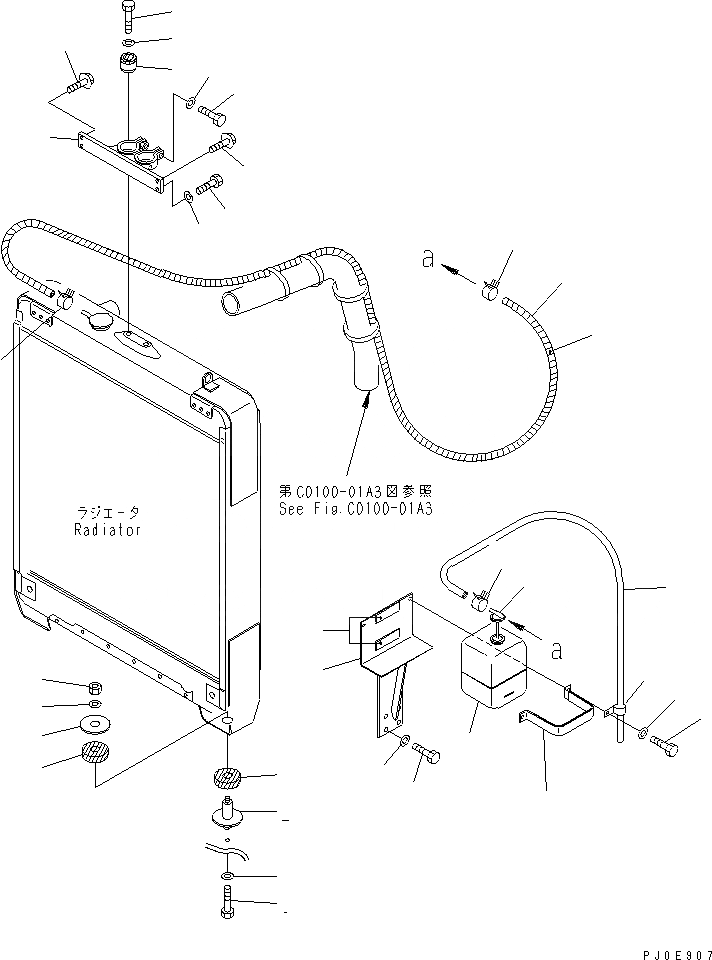 Схема запчастей Komatsu D65PX-12U - ОХЛАЖД-Е (КРЕПЛЕНИЕ И РЕЗЕРВН. БАК) (D) (ДЛЯ ЕС) СИСТЕМА ОХЛАЖДЕНИЯ