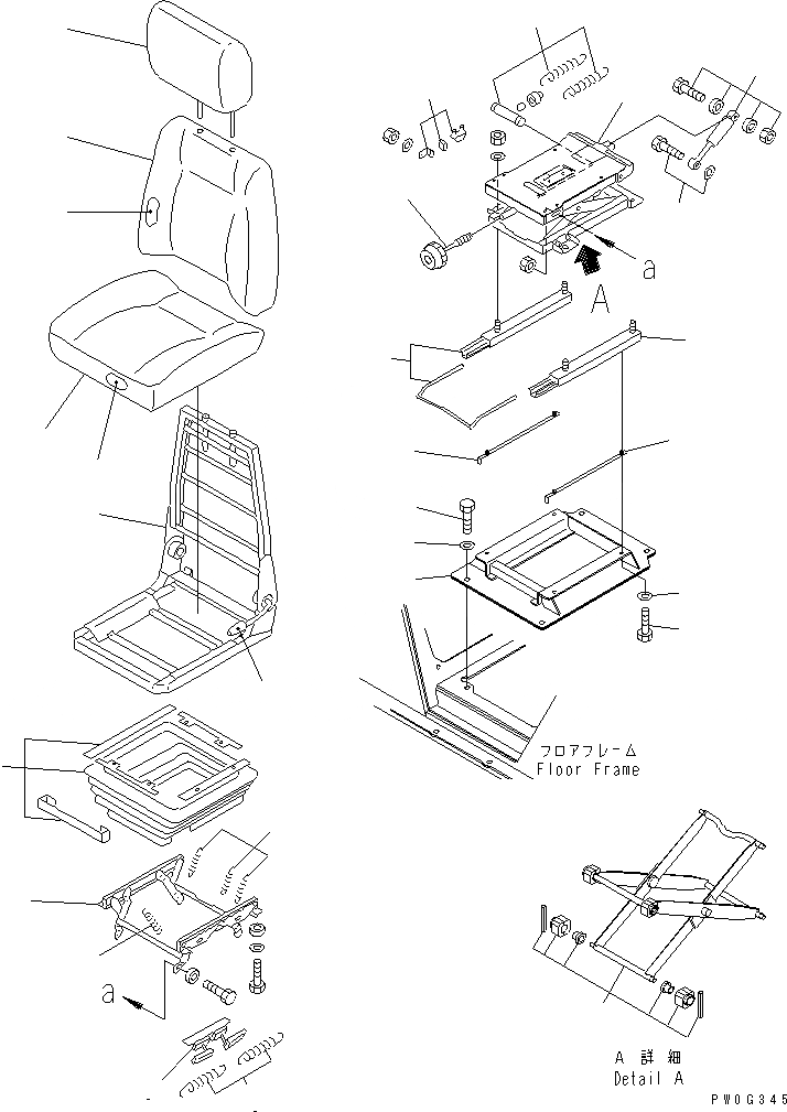 Схема запчастей Komatsu D65PX-12U - СИДЕНЬЕ ОПЕРАТОРА (С ОТКИДН. СПИНКОЙ ТИП) (ТКАНЕВОЕ СИДЕНЬЕ) (C ПОДГОЛОВНИКОМ) (СЕВ. АМЕРИКА СПЕЦ-Я.)(№-) КАБИНА ОПЕРАТОРА И СИСТЕМА УПРАВЛЕНИЯ